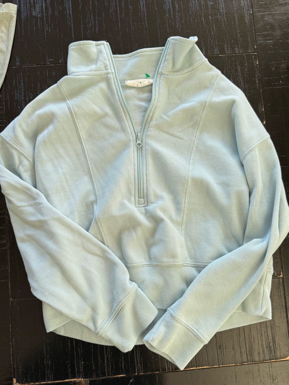 Hippie Rose Pale Blue Half-Zip Bomber Pullover size large